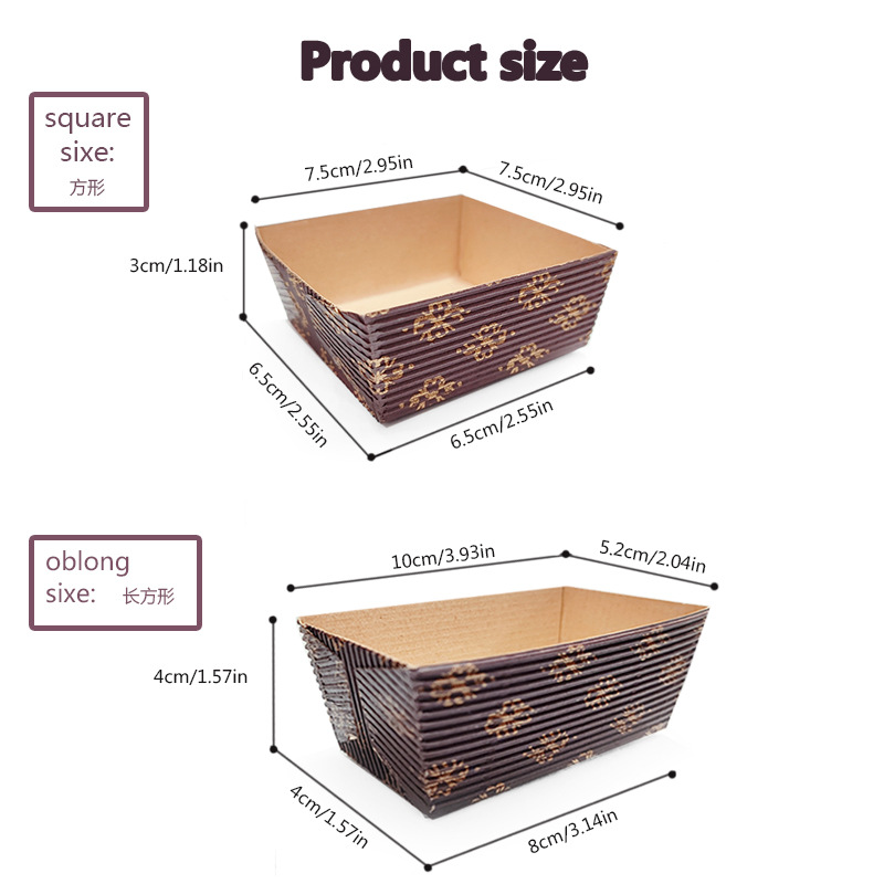 Tamaño pequeño rectangular cuadrado corrugado papel bandeja de papel de pan barco pastel bandeja de papel pastel taza bandeja de pan resistente a la prueba