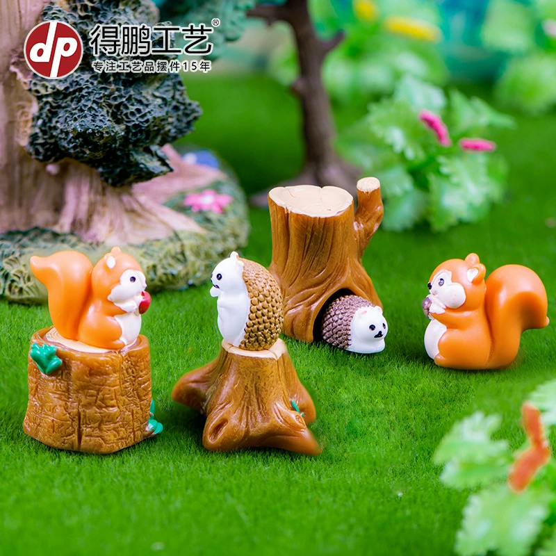 Микро-Ландшафтные украшения лесное животное милая белка Ежик украшения из смолы настольные украшения для автомобиля ремесла украшения