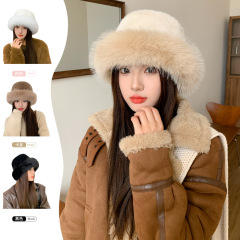 秋冬高級感仿皮草貂毛帽子女毛絨絨保暖防寒護耳雷鋒帽顯臉小盆帽