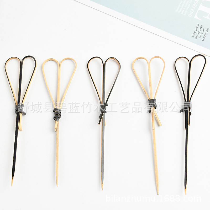 Suministro de amor desechable de frutas de calabaza de bambú tijeras desechables de cóctel al por mayor