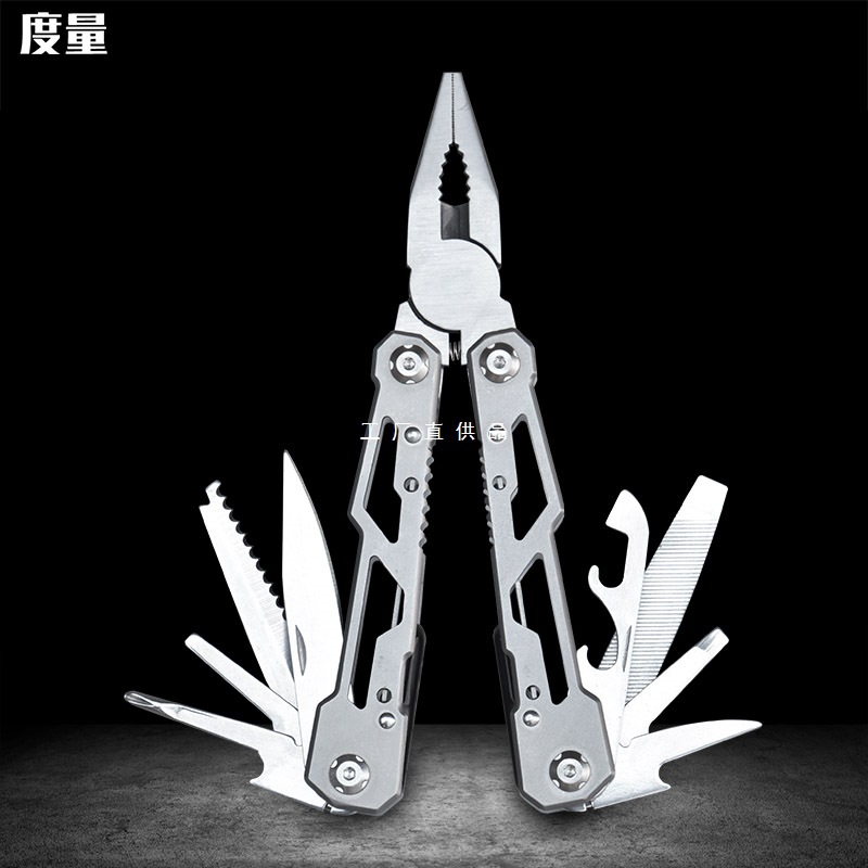 全钢镂空多功能钳子折叠小刀便携露营应急组合工具迷你多用途装备