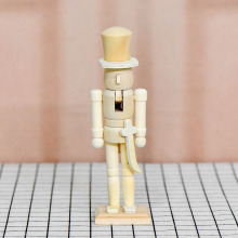 简约新款18CM木色白胚胡桃夹子木偶人幼儿园DIY彩绘套装画画包材