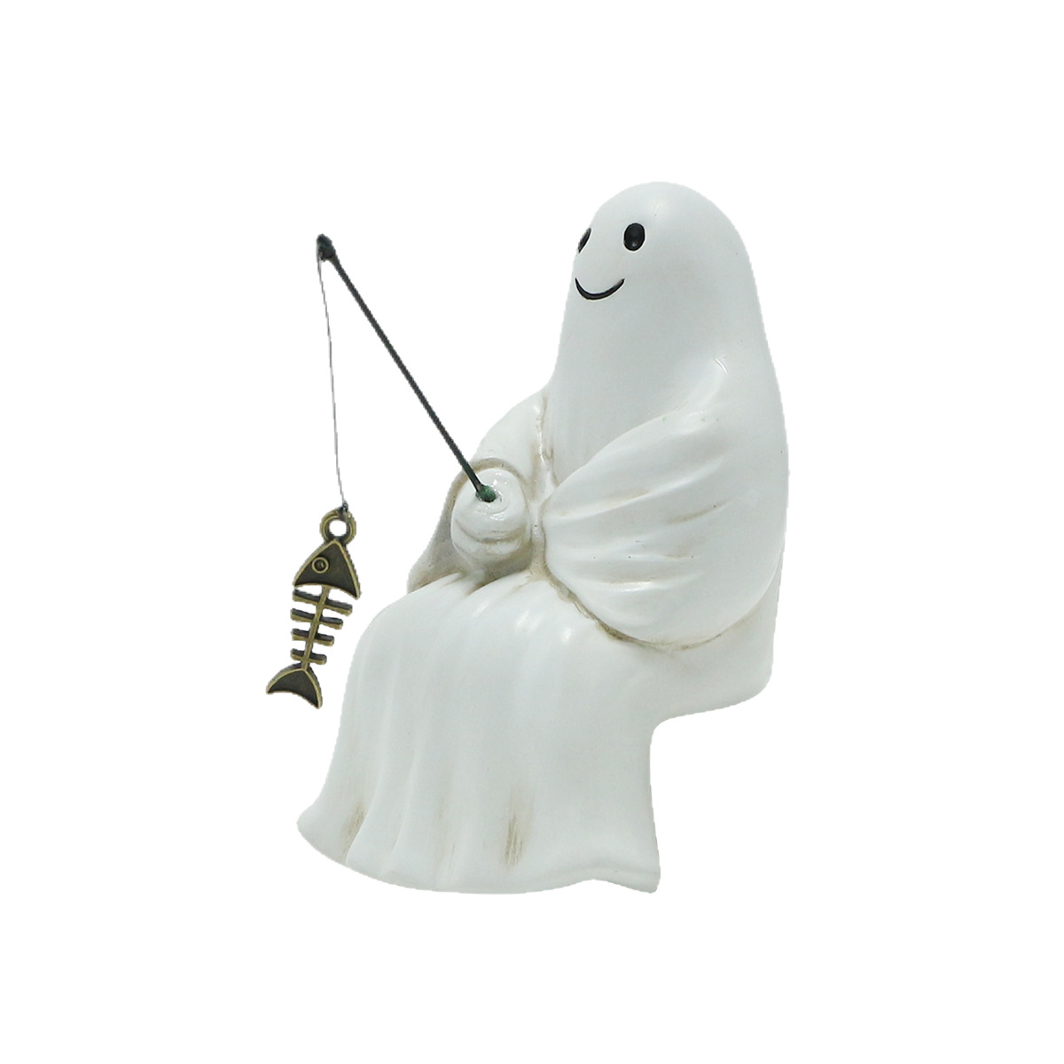Halloween Resin Little Ghost Fishing Ornaments Ghost Festival Park Home Desktop Creative Skull Fishing Ornaments 