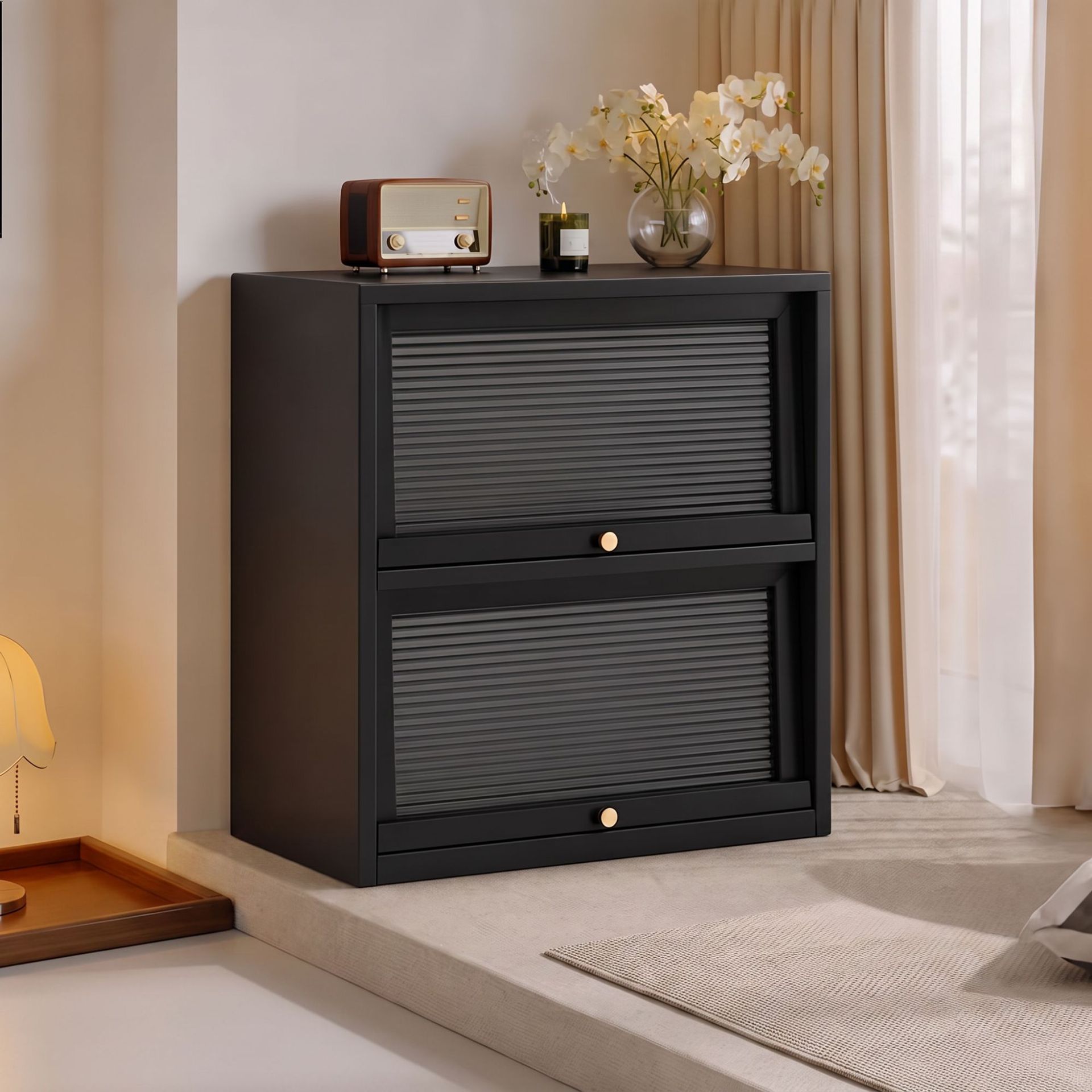 Bay window storage cabinet, storage cabinet, sideboard, wall-mounted combination cabinet, small-sized home living room floor-standing bookcase