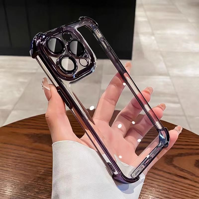 适用iPhone16四角气囊防摔手机壳苹果15PROMAX透明镜头膜16E护套X|undefined