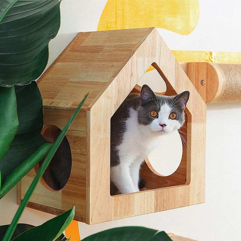 Nido para mascotas de madera simple creativo muebles de casa para gatos de pared de madera hábitat para gatos nido para gatos marco para gatos