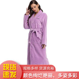纯棉酒店浴袍 连帽睡袍 家居服酒店秋冬睡衣加长款割绒情侣浴袍