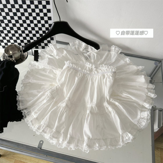 Thirteen Line White Skirt Women's 2024 New Spring and Summer Skirt A- line High Waist Slimming Elegant Lace Skirt
