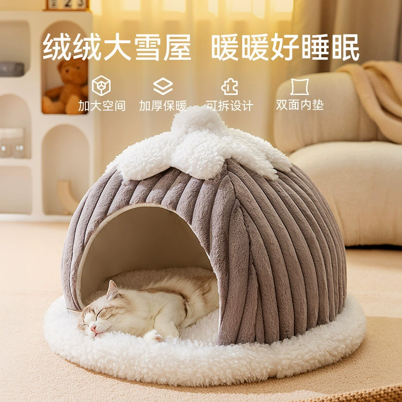 Осень и зима теплая кошка гнездо Four Seasons Универсальный снежный дом Кошка кровать Кошка домик закрытая собачья будка собачьи принадлежности для животных оптом