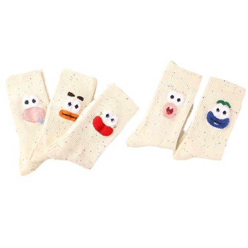 Crazy cartoon dot lace ankle socks for girls, fun feather lace socks, big mouth socks, versatile and quirky socks
