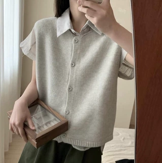 两面穿针织马甲女2026秋冬新款韩版宽松复古软糯毛衣背心叠穿开衫