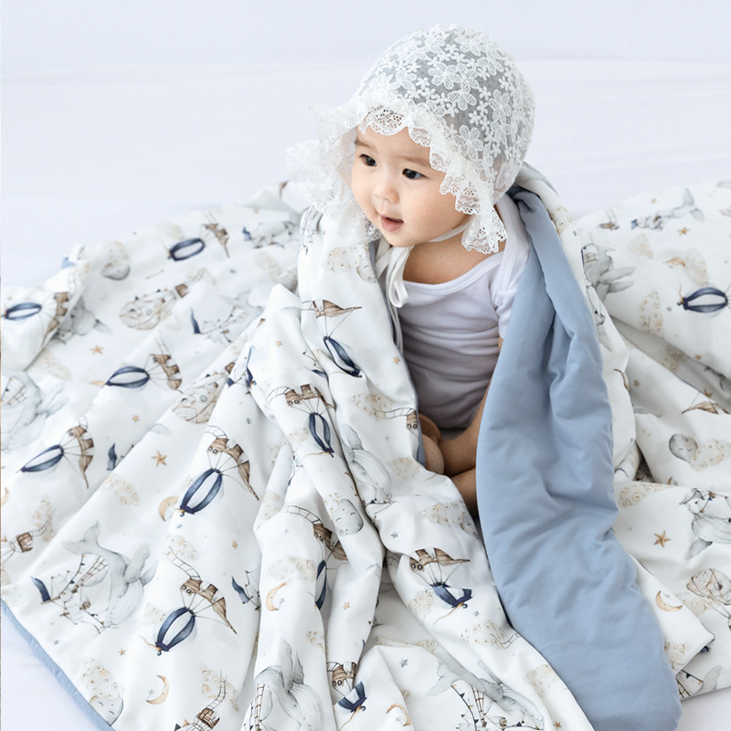 Baby Spring and Autumn Quilt Blanket Newborn Double-Sided Cotton Quilt Baby Blanket Kindergarten Children's Quilt