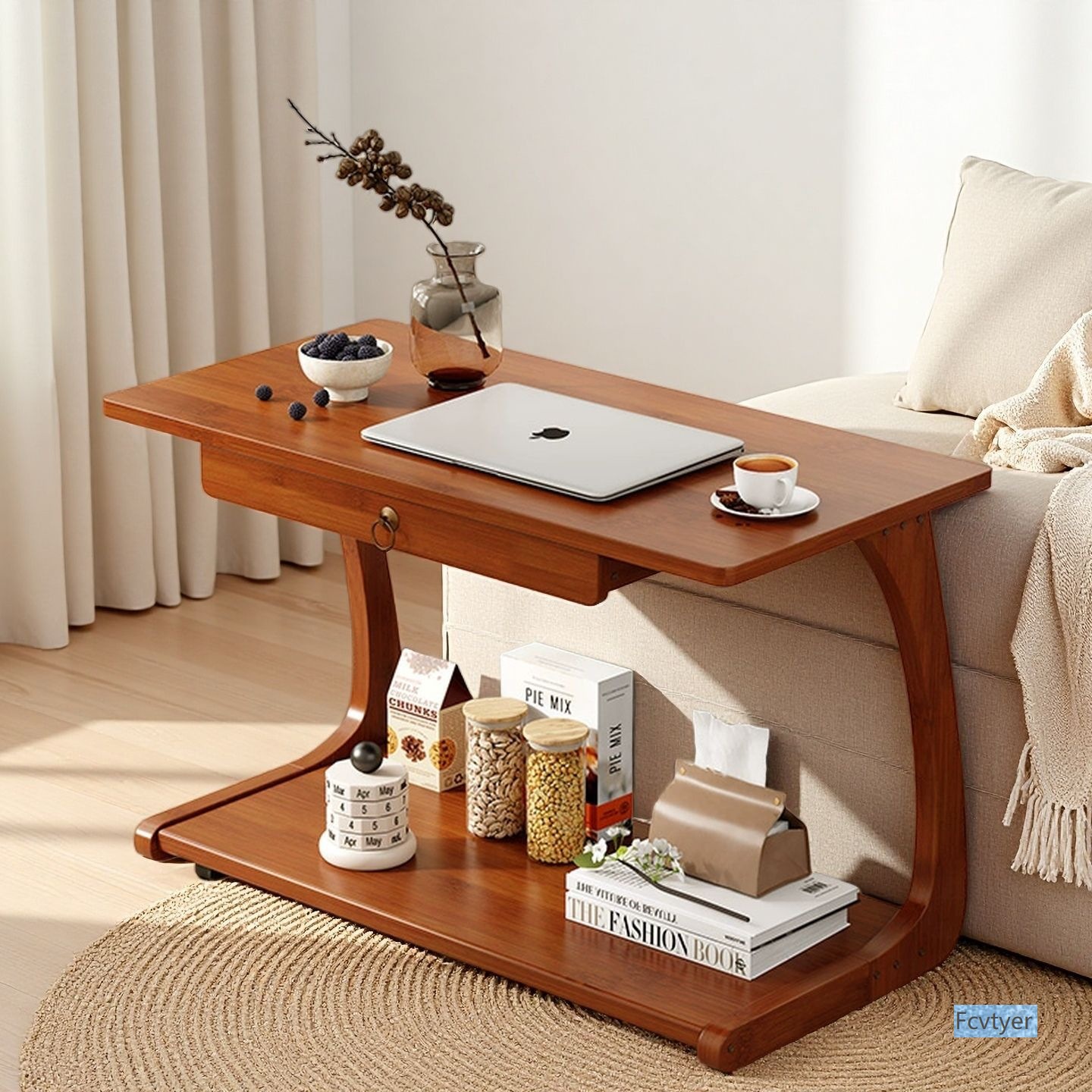 Kailaimei Small Apartment Hairband Wheel Mini Corner Table Tea Table Sofa Side Table Living Room Wholesale Movable Small Table