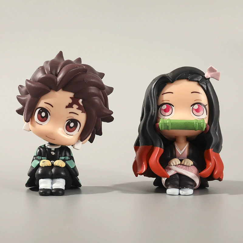 Кукла в формате версии Q с сидящим знаменитостью Kakashi Demon Slayer: Kimetsu no Yaiba Nezuko Tanjiro модель украшение