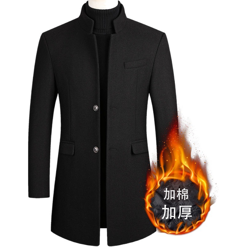 Abrigo de Lana para Hombre, Otoño-Invierno 2025, Estilo Casual, Corte Entallado, Gabardina de Lana, Ropa de Lana de Longitud Media