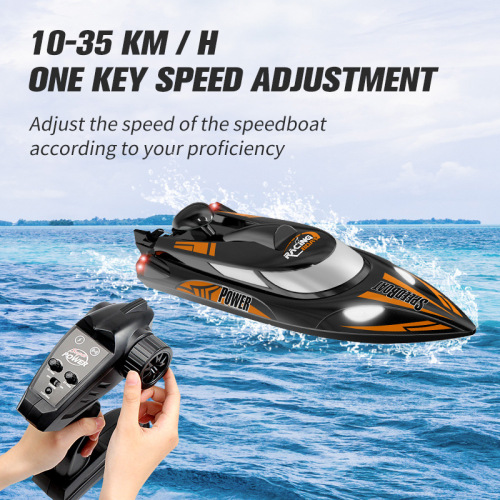 Hongxunjie HJ810B remote control boat 35KM/H with light 250 meters distance upgraded lithium battery high-speed speedboat
