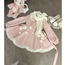 初雪小樱 冬装新款日系软妹设计感千金围巾温柔连衣裙显瘦两件套