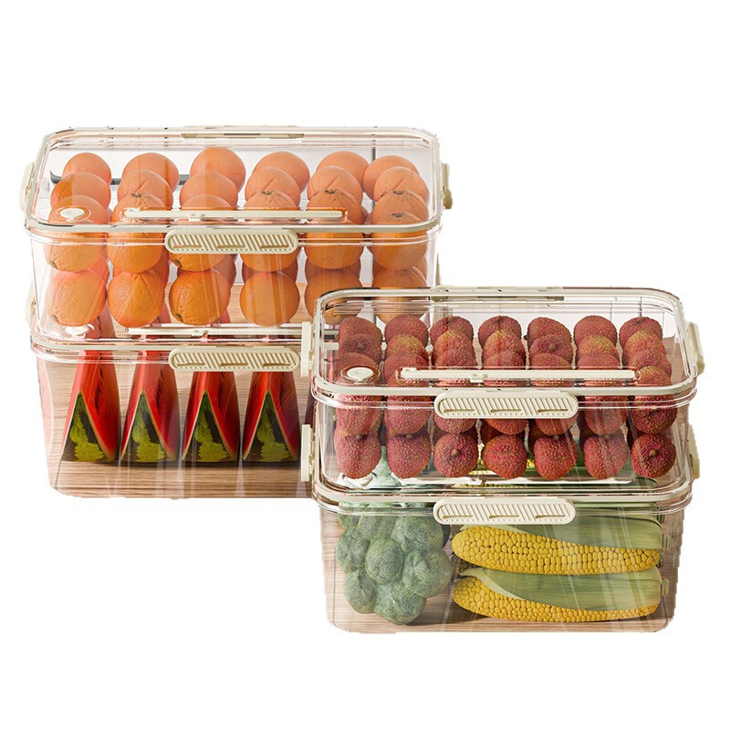 冷蔵庫鮮度保持ボックス食品グレードの収納ボックス透明密封ボックス冷凍食品果物と野菜の収納ボックス整理ボックス|undefined