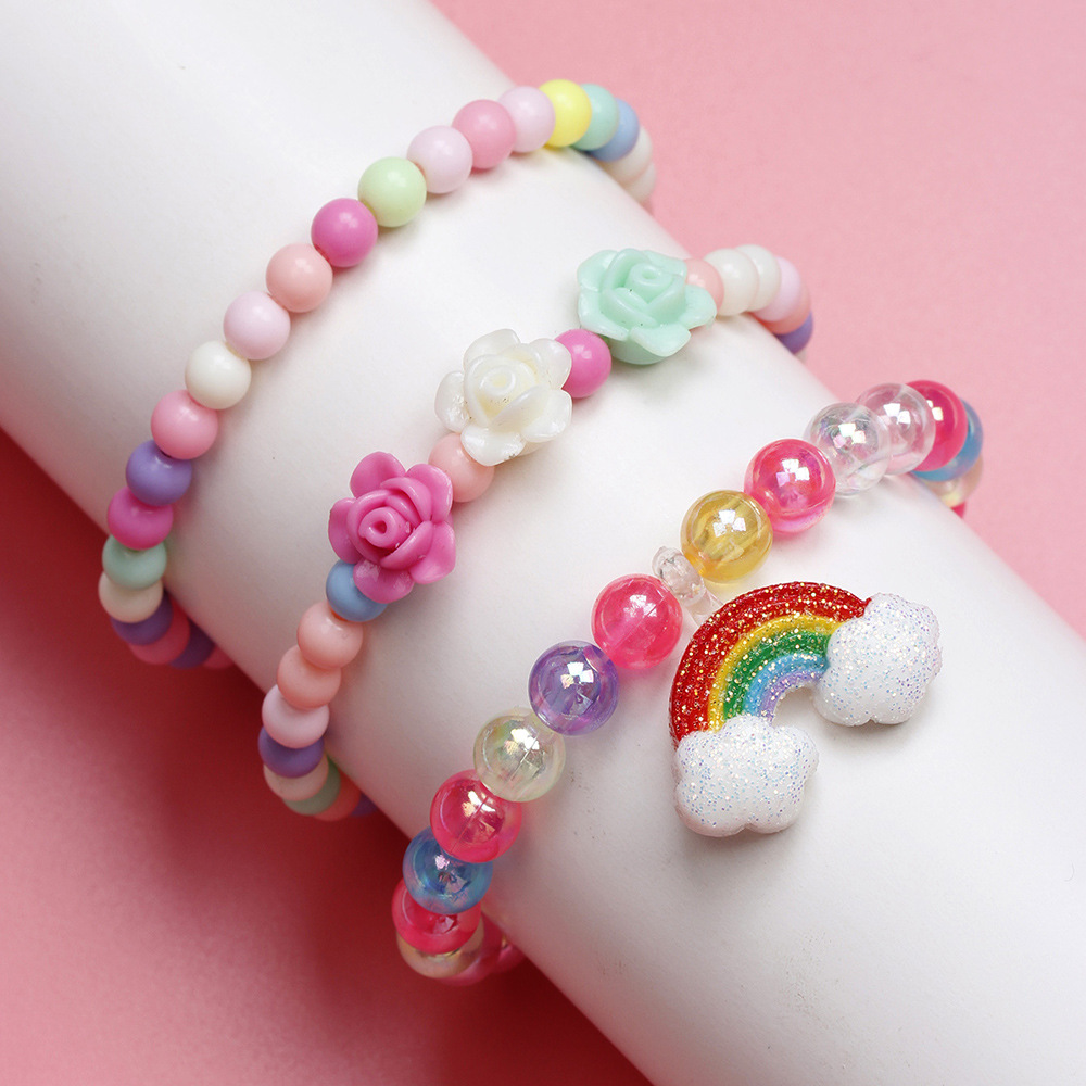 1 Set Sweet Rainbow Arylic Girlu0027S Bracelets