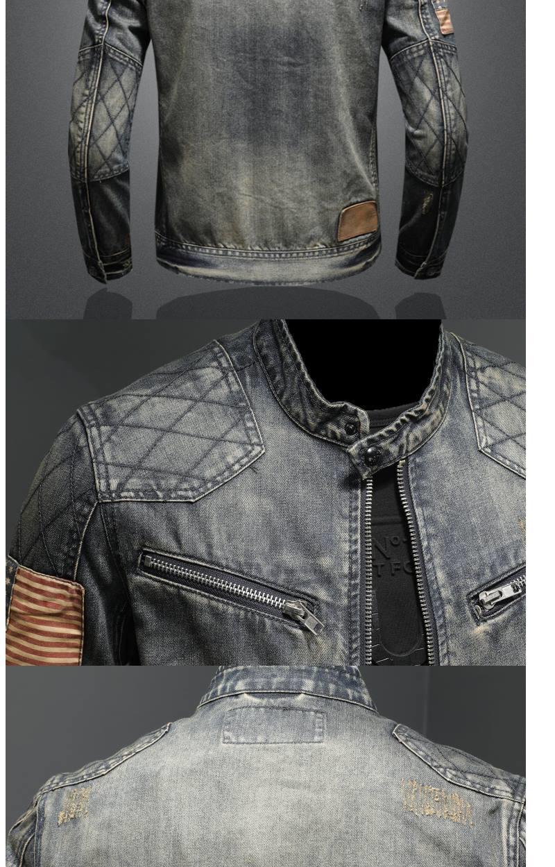 Veste en jean rétro printemps-automne pour homme, marque tendance, style urbain européen et américain, veste de moto, vêtement de travail._voghion.com