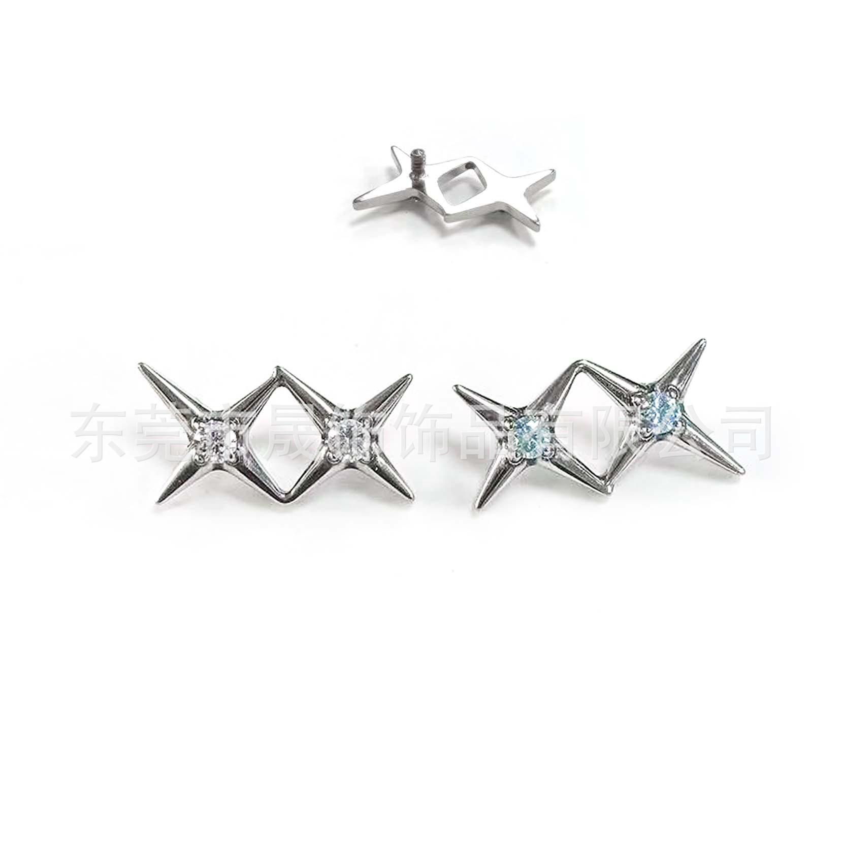 F136 Titanium 拼接 Star Studded 5A Cubic Zirconia Ear Stud Helix Cartilage Stud G23 Implant Grade Titanium 人体 Piercing Jewelry Accessories 头