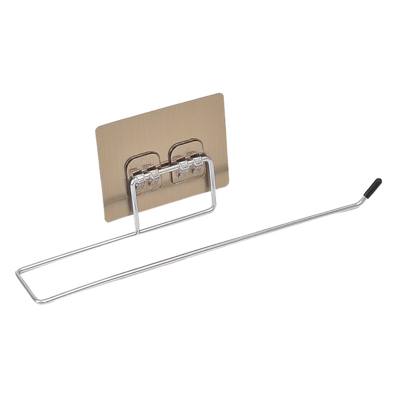 Kitchen lazy rag bracket stainless steel plastic wrap rack punch-free towel toilet disposable tissue rack