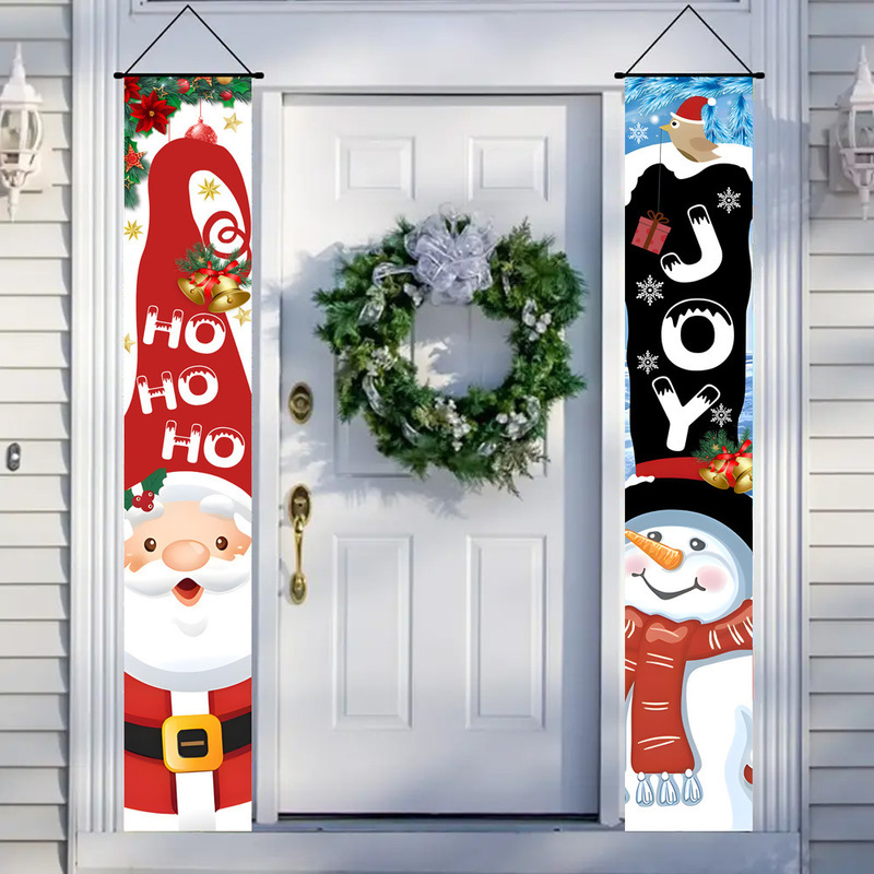 Amazonクロスボーダー新しいクリスマスカプレットドアカーテンお祭り雰囲気アレンジメントクリスマスフラッグ背景布バナー|undefined