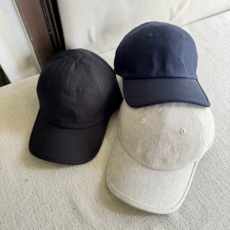 Minimalist Linen Baseball Cap with Side Edging, Classic Fit, Unisex, Face-Slimming, Comfortable, Versatile New Style