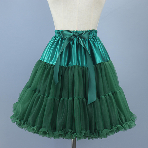 Cloud-like soft tulle crinoline with boneless structure, Lolita-style puffy tutu skirt—perfect for children's princess dresses or adult mid-length skirts in a rich moss green shade.