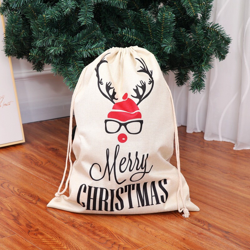 新しいクリスマスの大きいサイズのデジタル印刷の綿布の麻布の紐引きのポケットのサンタクロースの大容量のプレゼントの収納袋|undefined