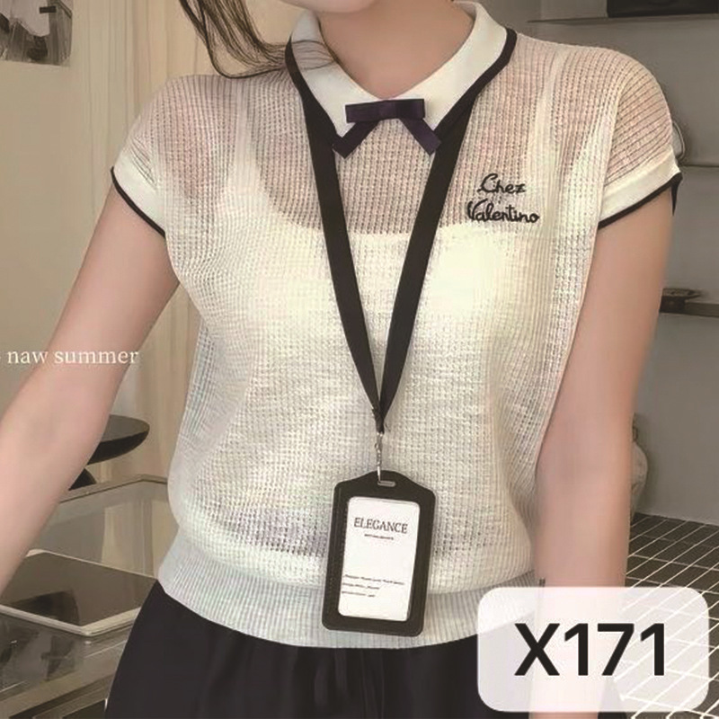 Contrast Color Polo Collar Knitted Short-Sleeved T-Shirt for Women, New Summer Style, Slim Fit, Unique and Beautiful Early Summer Top Factory Contrast Color Polo Collar Knitted Short-Sleeved T-Shirt for Women, New Summer Style, Slim Fit, Unique and Beautiful Early Summer Top Factory