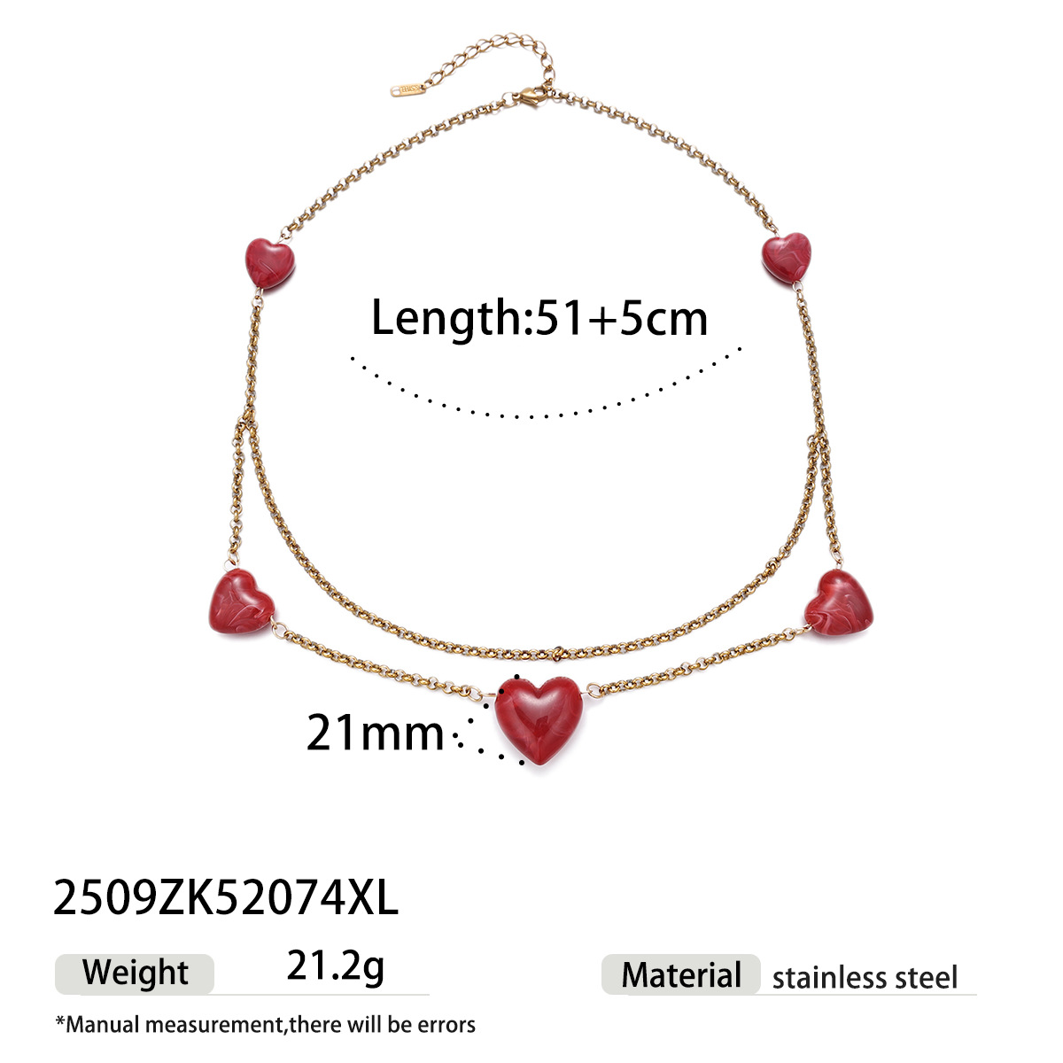 Collar de acero inoxidable para mujeres no se desvanece, colgante de amor rojo, cadena de clavícula, venta caliente transfronteriza para mujeres image 8
