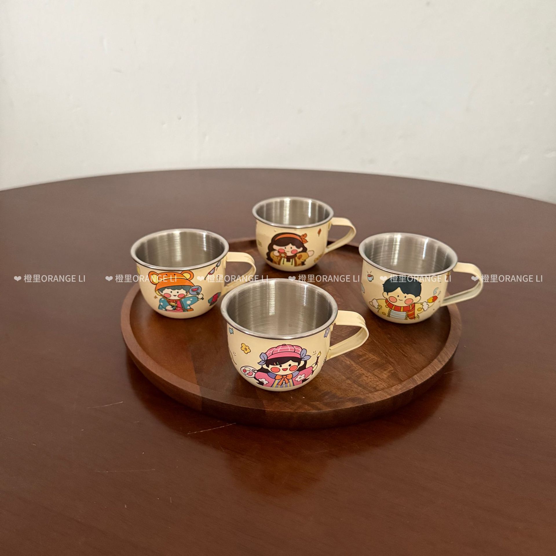 Orange 316 Stainless Steel One-Cup Kidsren's Drinking Cup Household Cup Anti-Fall Kindergarten Baby Learning Drinking Cup