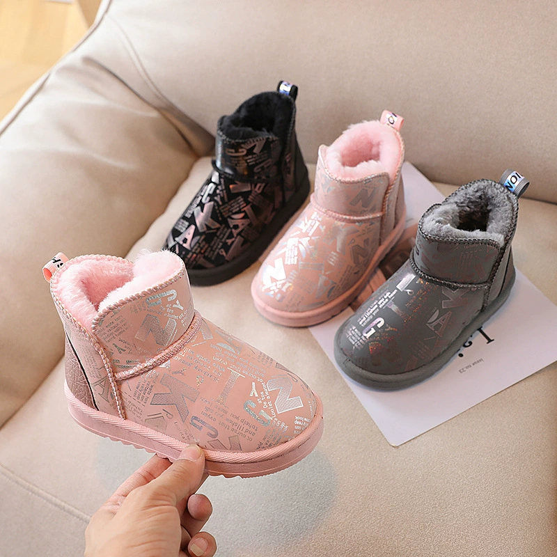 Зимние детские укороченные сапоги 2025 года: нескользящие, на флисовой подкладке, для девочек и мальчиков, водонепроницаемые, теплые, утолщенные