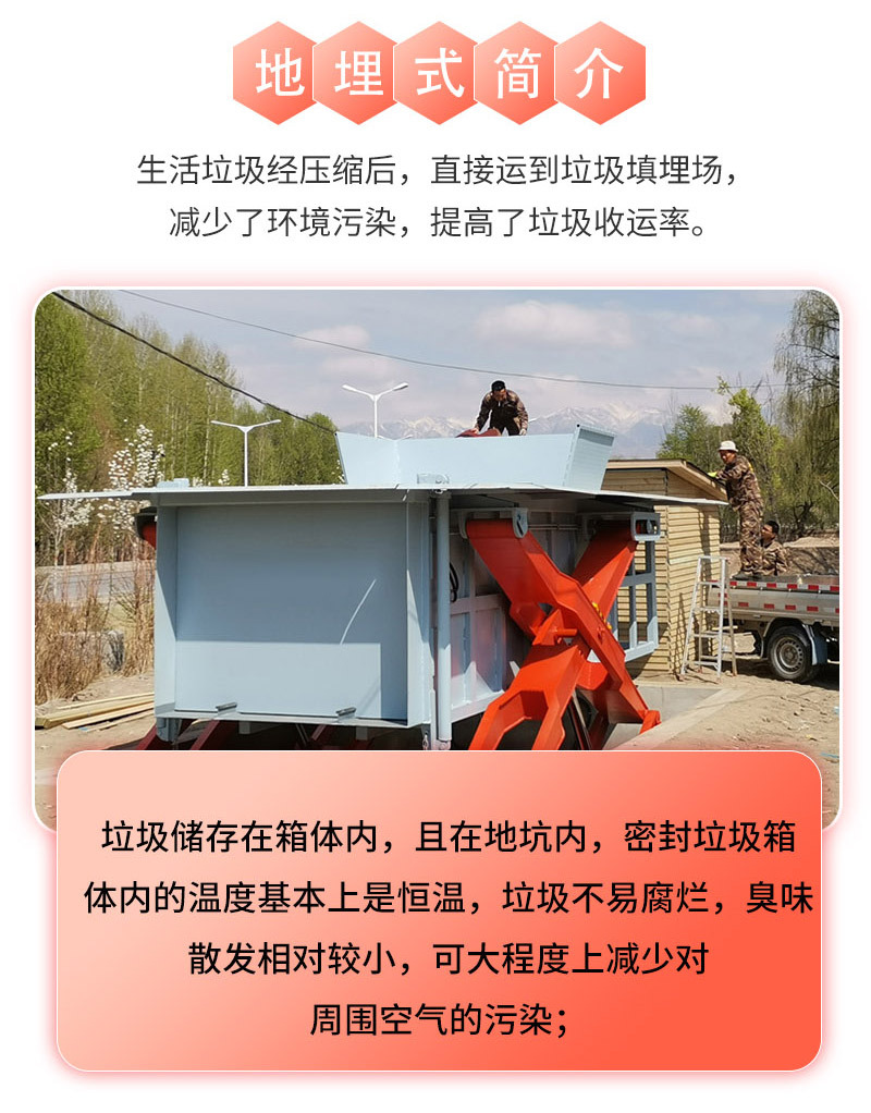 垃圾转运站设备 垃圾中转站压缩机 6方 8立方 10立方地埋式垃圾站