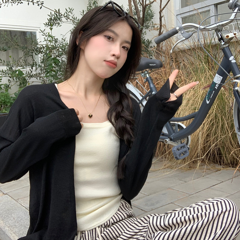 Thin Lazy Style Long-sleeved Sweater Women's Autumn Korean-style New Loose Fashion All-match Solid Color Cardigan Top Trendy Thin Lazy Style Long-sleeved Sweater Women's Autumn Korean-style New Loose Fashion All-match Solid Color Cardigan Top Trendy