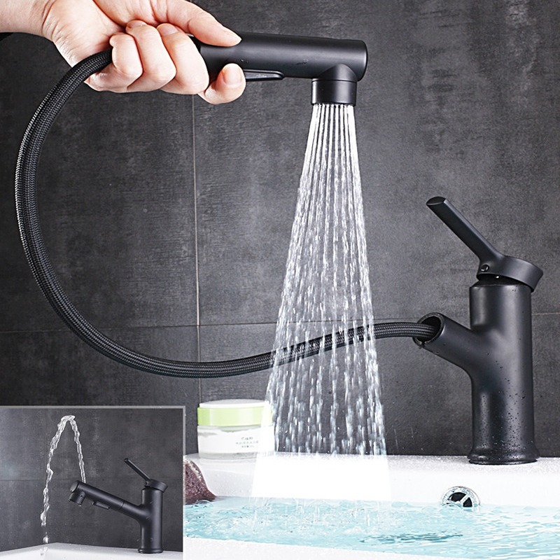 Pistola gris negro pull-out enjuague bucal Cuenca caliente y fría del hogar del grifo lavabo de cobre fregadero de galvanoplastia grifo