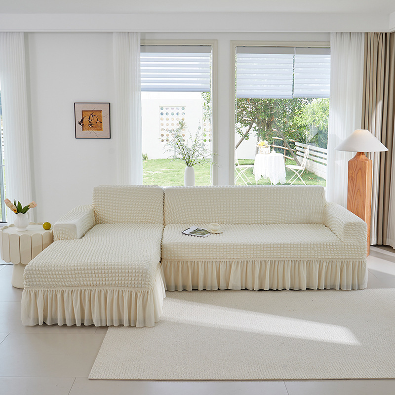 Seersucker lace sofa cover, full-cover anti-slip elastic sofa slipcover, suitable for all seasons, chaise lounge set, cross-border Seersucker lace sofa cover, full-cover anti-slip elastic sofa slipcover, suitable for all seasons, chaise lounge set, cross-border