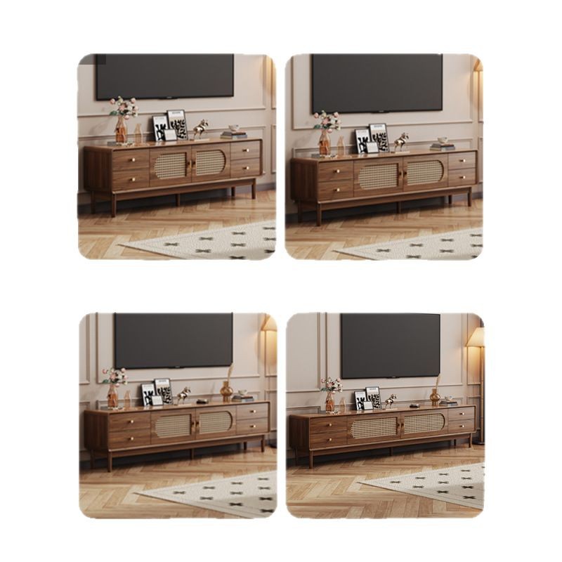 Mueble de TV de ratán simple retro de madera maciza, marco de apartamento pequeño nórdico chino, sala de estar, mesa de centro para el hogar, juego de mueble de TV
