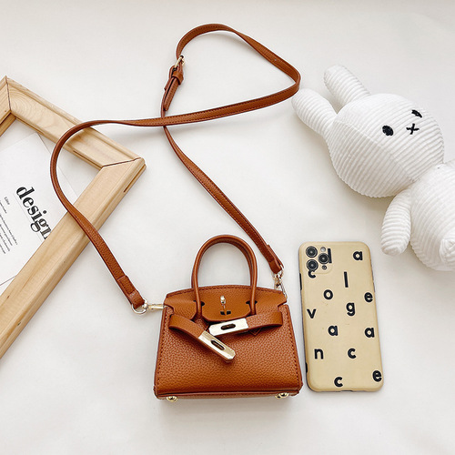 Children's handbag internet celebrity fashion mini girls decorative PU coin purse Korean style foreign style simple solid color crossbody bag