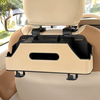 women, Car cup holder/beverage holder - beige-chair-back-dual-cup-holder-storage-box