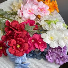 婚庆6头木槿多头仿真花牡丹假花排婚礼堂装饰布置花材批发小花朵