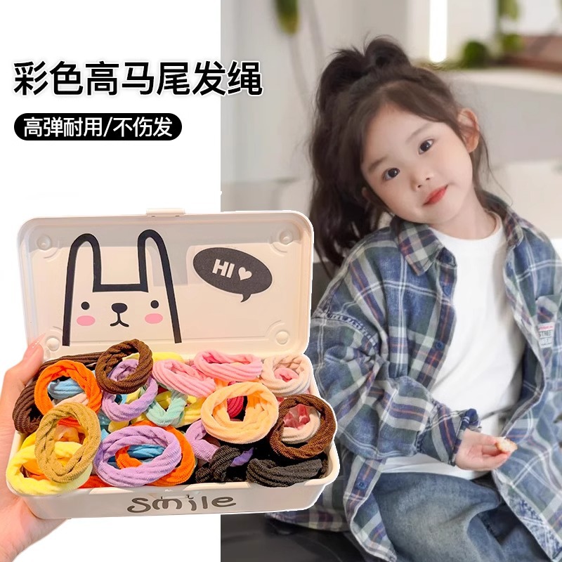 Niños coloridos anillo de cabello grande 2024 nueva chica atado cabello de cola de caballo alta bolas de cabello adornamiento de banda elástica alta