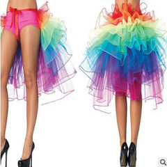 Cross-border foreign trade adult Western stage performance ballgown rainbow tail skirt tie-dye colorful skirt half-body skirt holder
