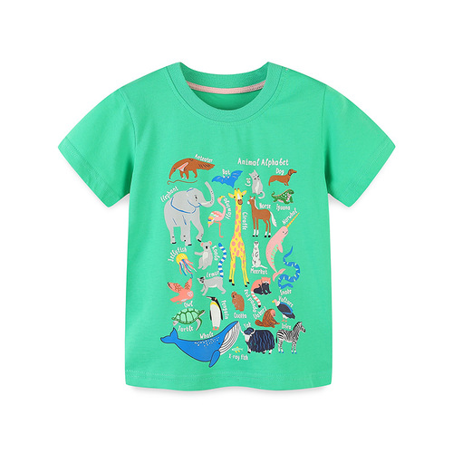 An item for dropshipping: Children's Short Sleeve T-shirt with Cartoon Animal Print, Unisex, Summer New Arrival