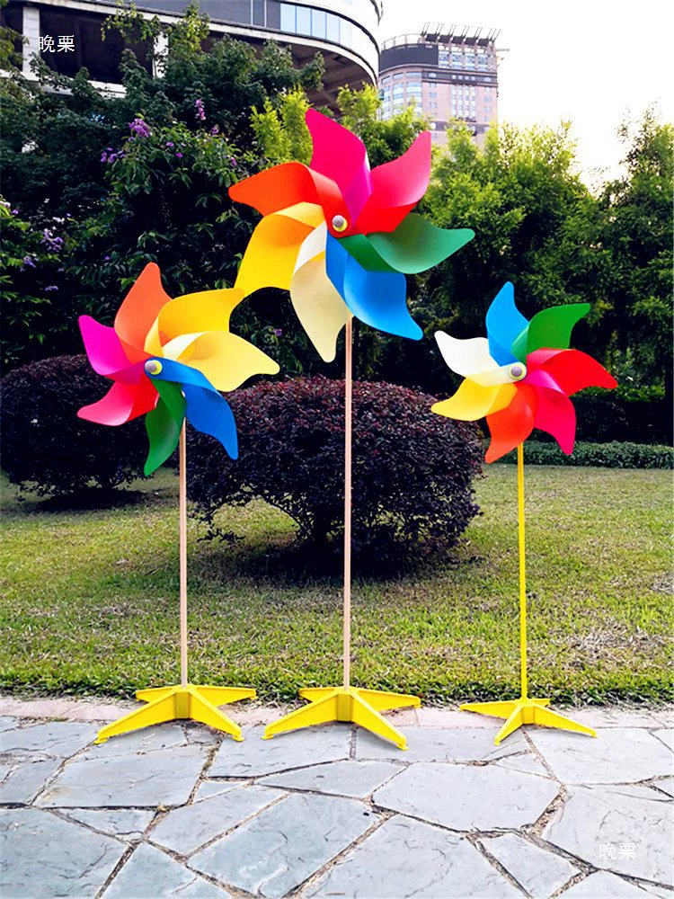 Colorful travel plastic windmill toy for camping