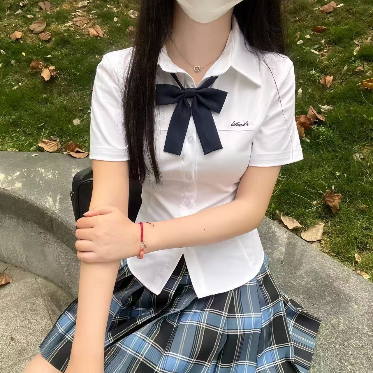 小岛jk收腰修身短袖性感女秋衬衫日系校供感制服学院夏季衬衣衬衫