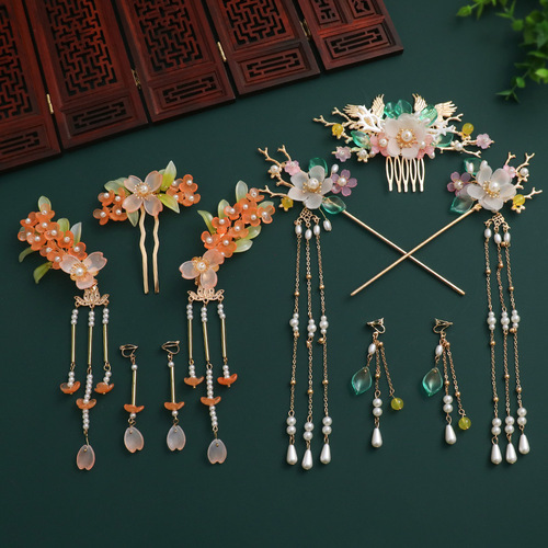 Hanfu Head Accessories Children Tang Dynasty Ming Style Hair Crown Fairy Tailflow Ancient Style Hair Clips Hairpins Accessories for Girls