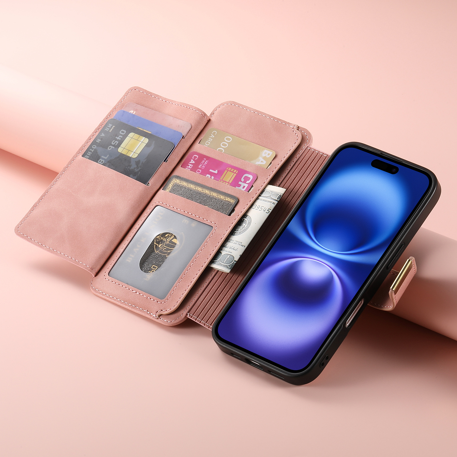 TechGlobe Cross-Border Magnetic Detachable Compatible With IPhone Quick Release 16 Flip Leather Case 15p_voghion.com