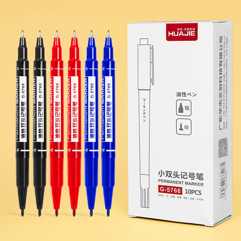 Тонкая ручка-карандаш с двойной головкой, быстросохнущая масляная маркерная ручка, водонепроницаемая маркировочная ручка, детская ручка для рисования, фирменная ручка